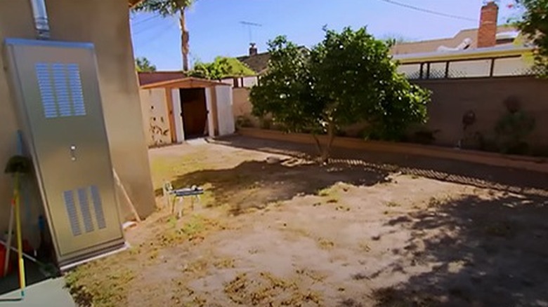 Backyard without grass