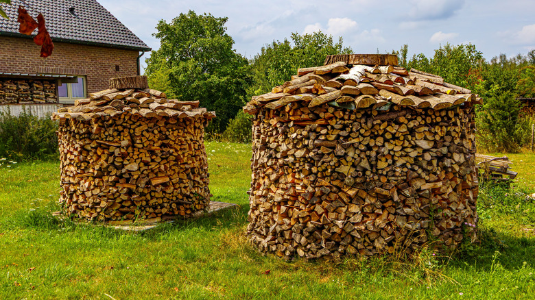 Two holzhausen structures of firewood