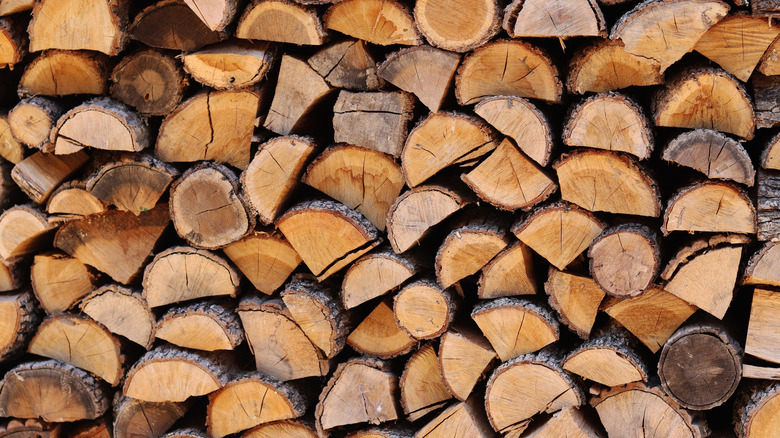 split firewood stacked