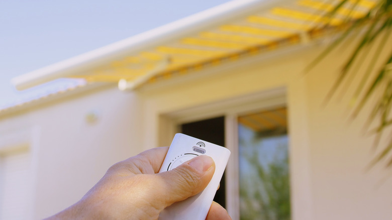 Remote control to open awning