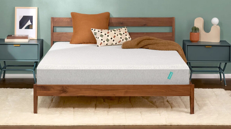 Tuft & Needle Original Mattress on a wood bedframe with modern geometric decor