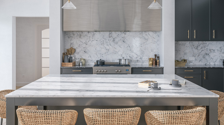 kitchen island with stools