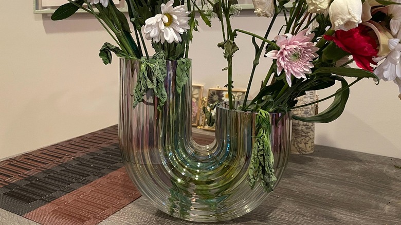 Basil wilted in floral arrangement