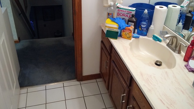 items ready to clean grout
