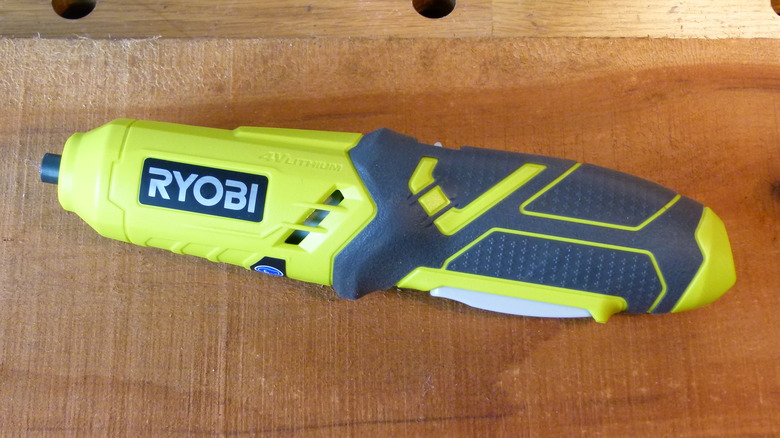 Ryobi screwdriver on table