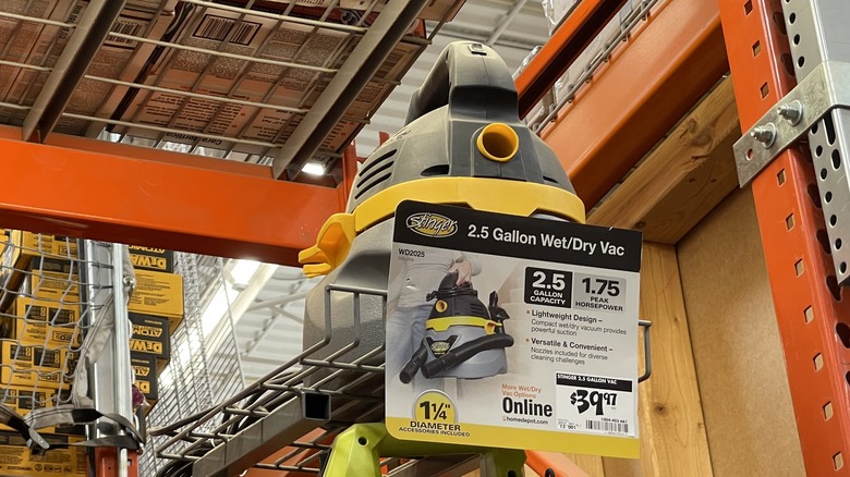 Shop vac on store shelf