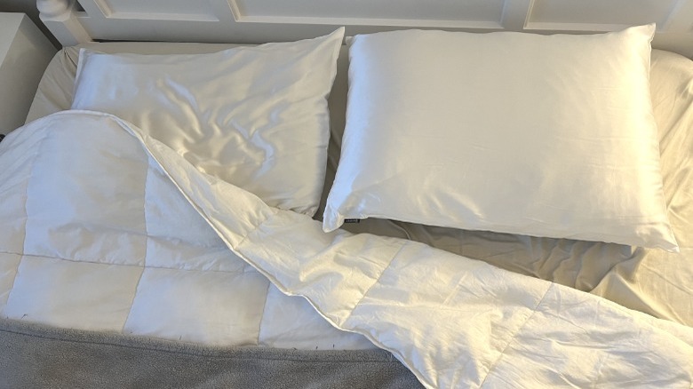 pillows underneath white comforter