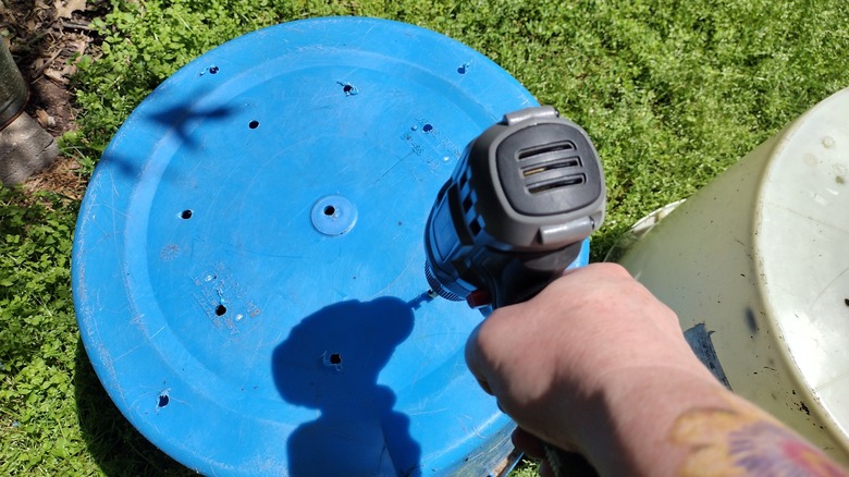 drilling holes in mineral tub