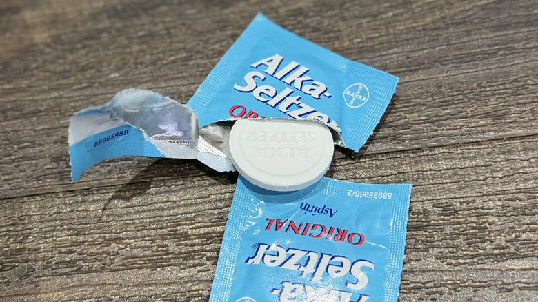 Opened Alka-Seltzer tablet package