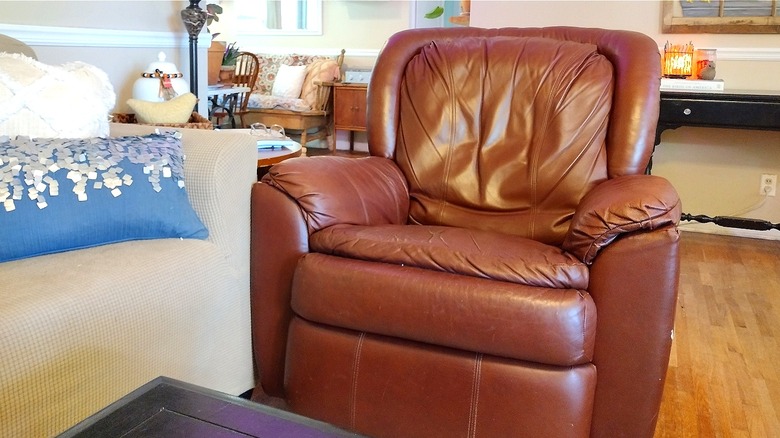 leather recliner in living room