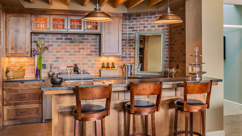 home wet bar wooden cabinets