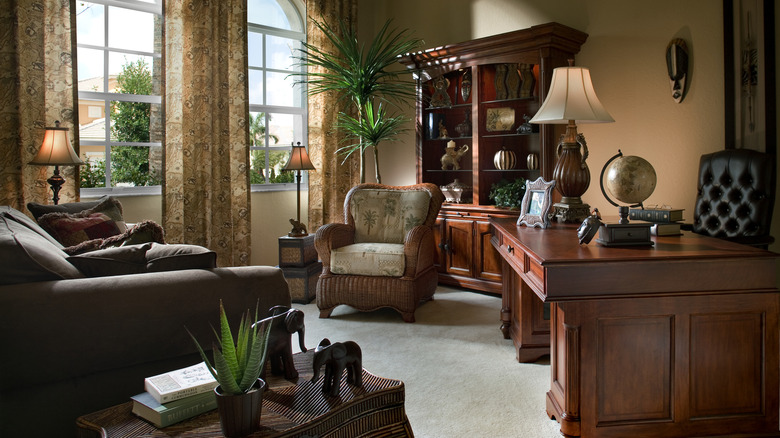 dark wooden traditional home office