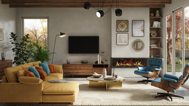 a mid-century modern living room