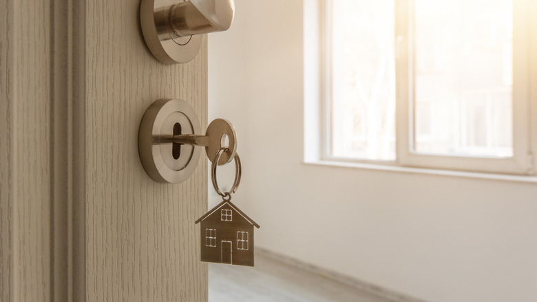 House key in door