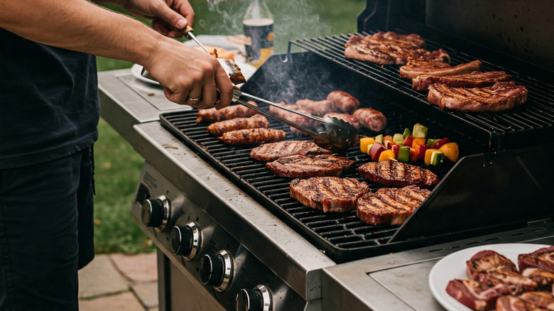 Person grilling outside
