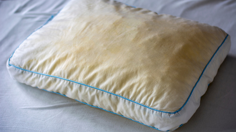 yellow stained pillow