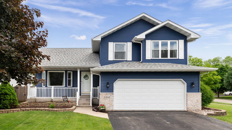 house with blue siding