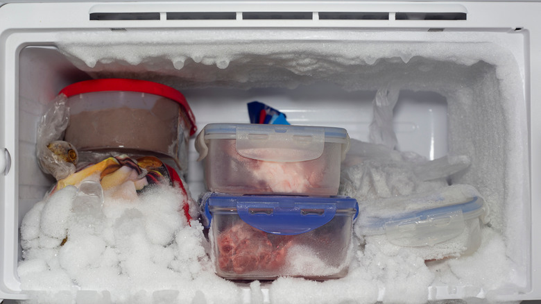 Freezer with ice build up