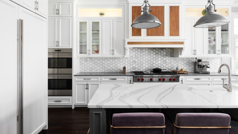 Modern kitchen with marble countertops