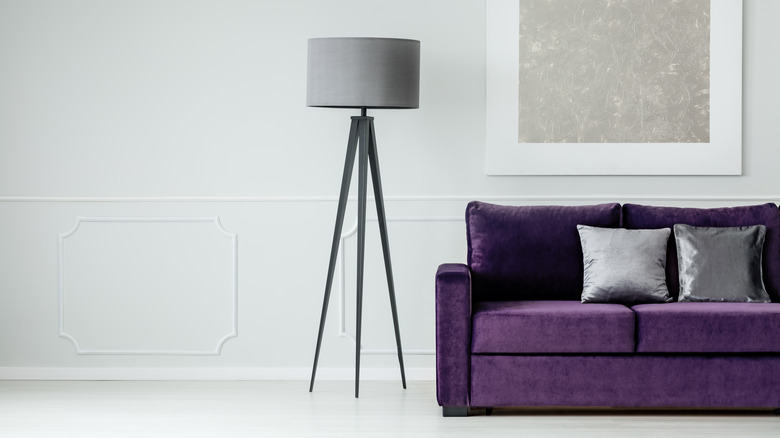purple couch and grey details