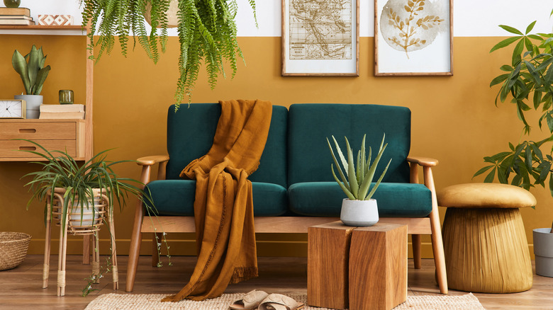 Mustard and sapphire living room