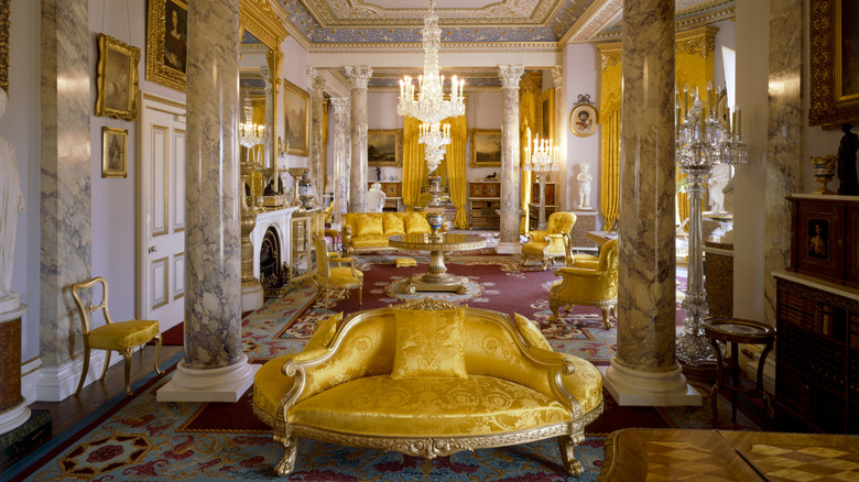 Renaissance architecture, decor, and yellow furniture