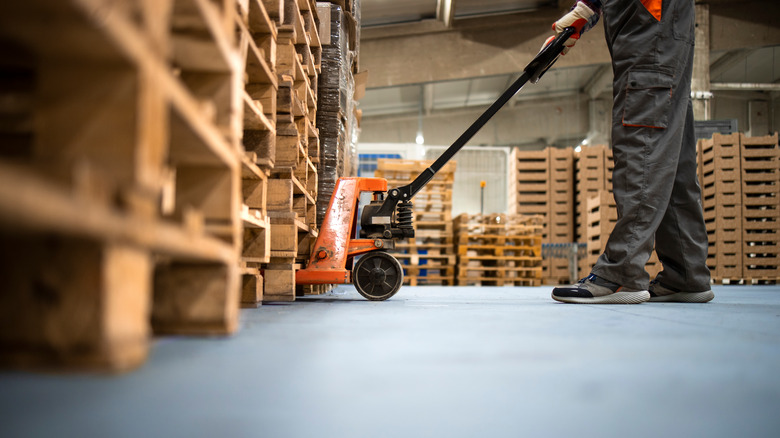 Person with pallet jack