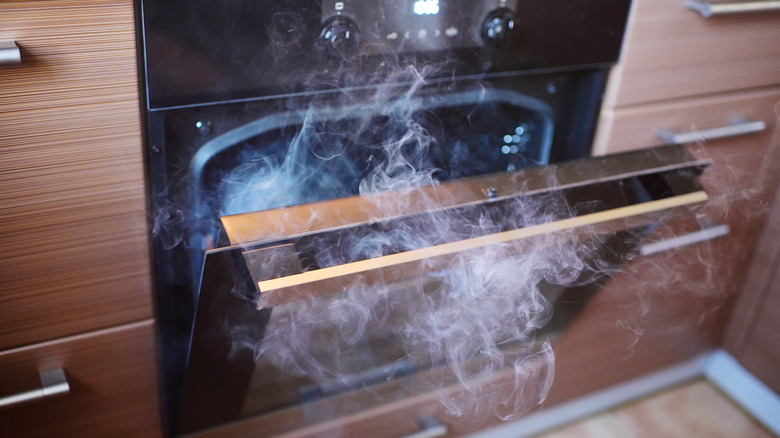 Oven filled with smoke