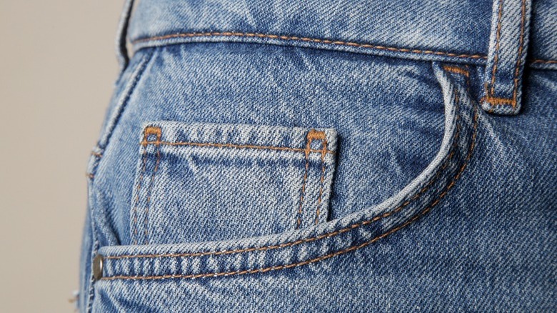 Closeup of blue jeans