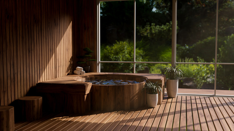 stylish modern wood plunge pool