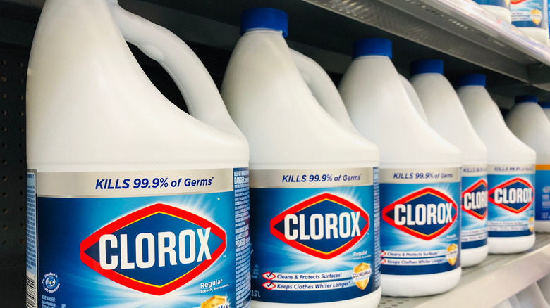  bleach bottles on shelf