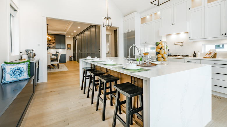 White kitchen with accents