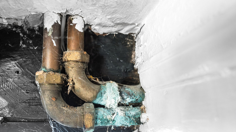 Corroded copper plumbing