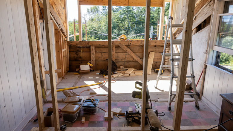 Construction to build out an extension on a home.