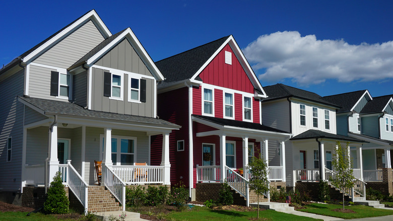 Red and gray single-family homes