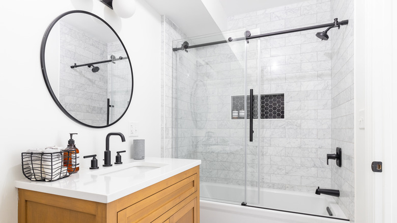 Semi-frameless shower door installation