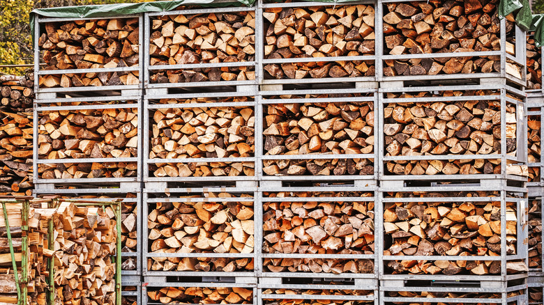 stacks of cords of wood
