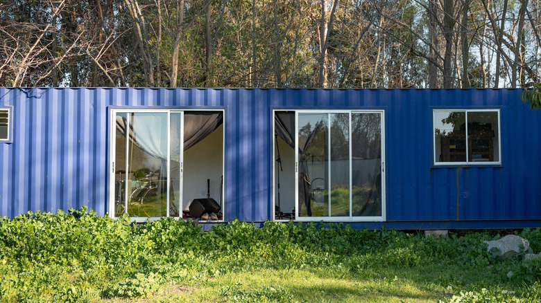 Shipping container house on a lot