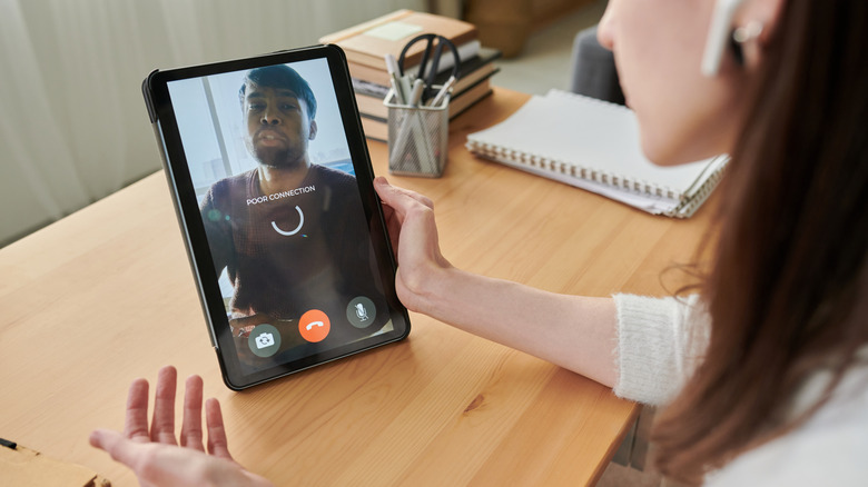 A frozen video call screen due to poor connection