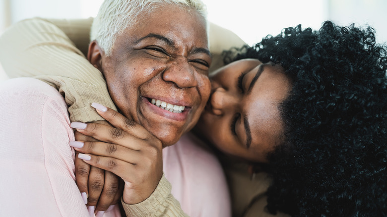 Elderly parent and adult child