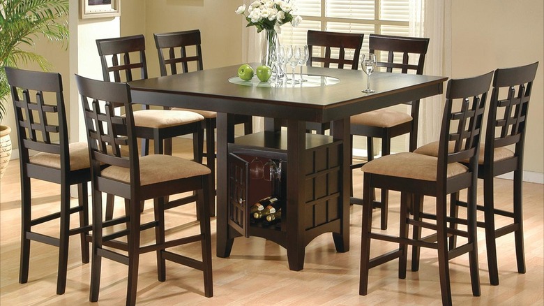 Wooden high-top dining table