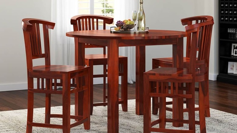 Wooden high-top dining table