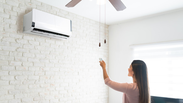 woman using mini-split AC