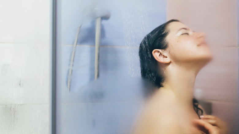 woman in a steam shower