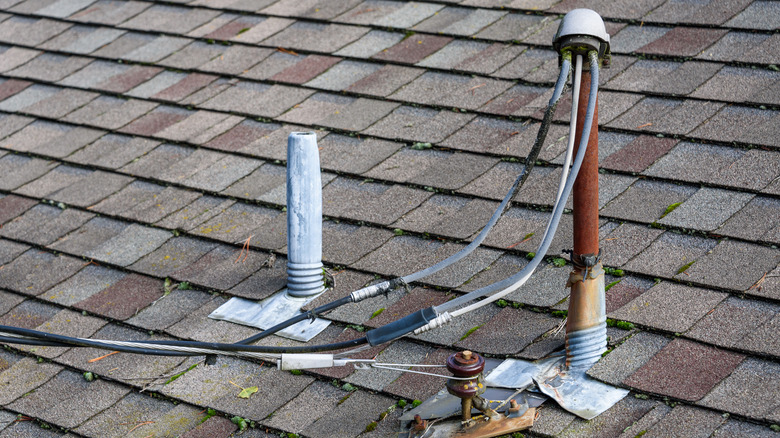 house rooftop with electrical connections