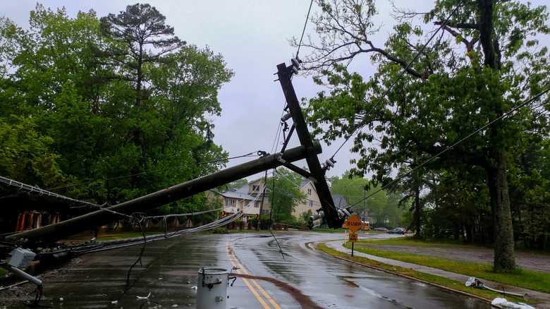 damaged power pole