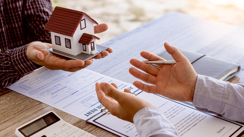 Person holding toy house