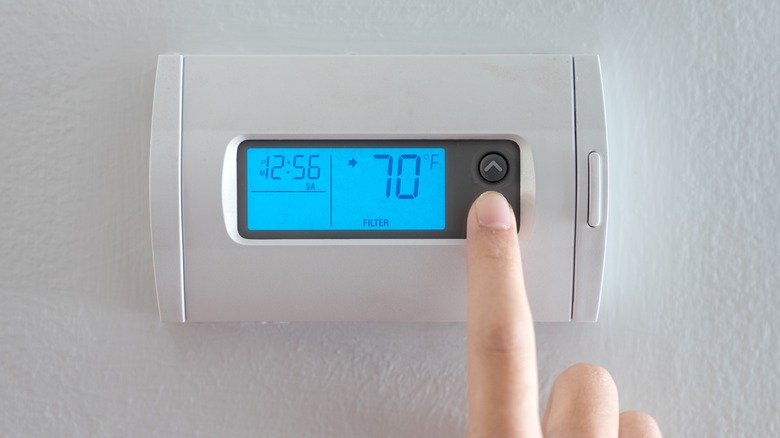 Thermostat at 70 degrees Fahrenheit 