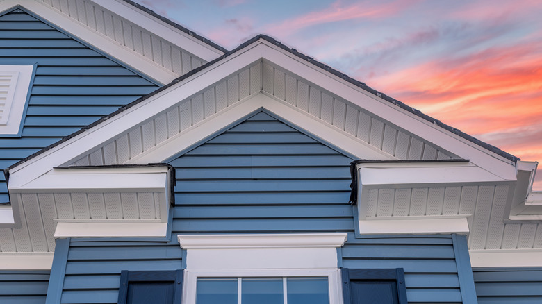 blue home exterior siding