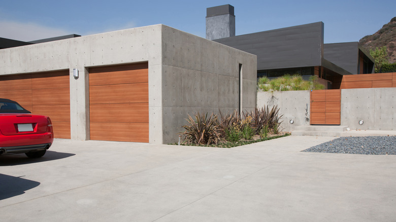 home with extensive concrete landscaping
